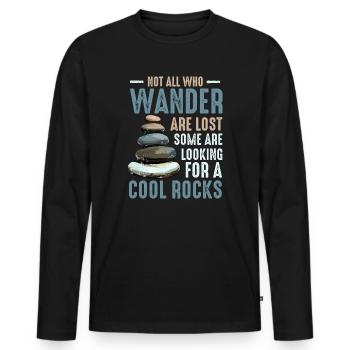 Wandern Sie auf der Suche nach coolen Felsen - Männer Premium Bio Langarmshirt - Schwarz - Vorne - Nico (187cm)