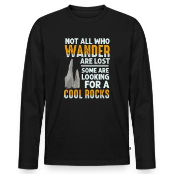 Wander Some Looking For Cool Rocks - Men's Premium Organic Long Sleeve Shirt - black - Front - Nico (187cm)