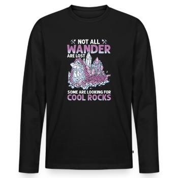 Wandern Sie auf der Suche nach coolen Felsen - Männer Premium Bio Langarmshirt - Schwarz - Vorne - Nico (187cm)