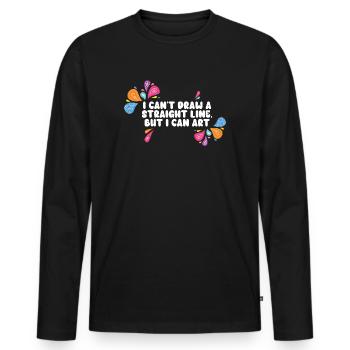 Ich kann keine gerade Linie zeichnen, aber ich kann Kunst - Männer Premium Bio Langarmshirt - Schwarz - Vorne - Nico (187cm)
