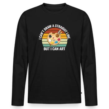 Ich kann keine gerade Linie zeichnen, aber ich kann Kunst - Männer Premium Bio Langarmshirt - Schwarz - Vorne - Nico (187cm)