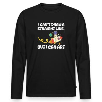 Je ne peux pas tracer une ligne droite mais je peux Art - T-shirt manches longues Premium bio Homme - noir - Devant - Nico (187cm)