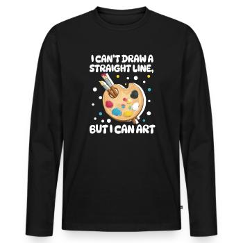 Je ne peux pas tracer une ligne droite mais je peux Art - T-shirt manches longues Premium bio Homme - noir - Devant - Nico (187cm)