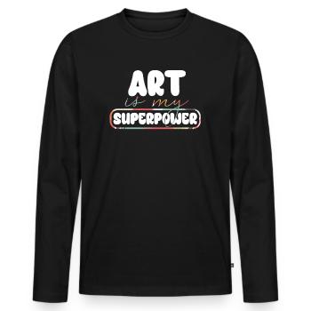 Art Is My Superpower - Men's Premium Organic Long Sleeve Shirt - black - Front - Nico (187cm)