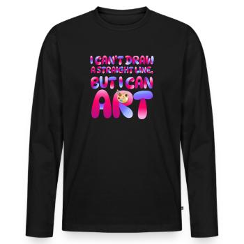 Ich kann keine gerade Linie zeichnen, aber ich kann Kunst - Männer Premium Bio Langarmshirt - Schwarz - Vorne - Nico (187cm)