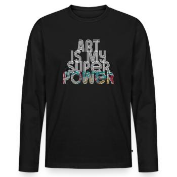 Art Is My Superpower - Men's Premium Organic Long Sleeve Shirt - black - Front - Nico (187cm)
