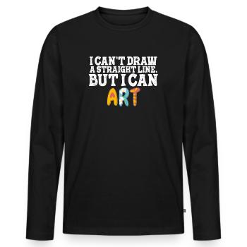 Je ne peux pas tracer une ligne droite mais je peux Art - T-shirt manches longues Premium bio Homme - noir - Devant - Nico (187cm)