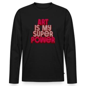 Art Is My Superpower - Men's Premium Organic Long Sleeve Shirt - black - Front - Nico (187cm)