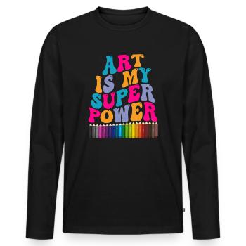 Art Is My Superpower - Men's Premium Organic Long Sleeve Shirt - black - Front - Nico (187cm)