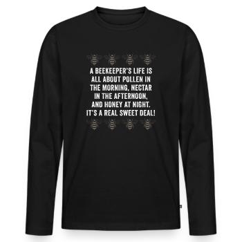 La vie des apiculteurs est une question de miel - T-shirt manches longues Premium bio Homme - noir - Devant - Nico (187cm)