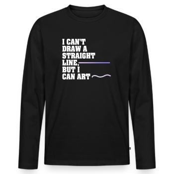Ich kann keine gerade Linie zeichnen, aber ich kann Kunst - Männer Premium Bio Langarmshirt - Schwarz - Vorne - Nico (187cm)