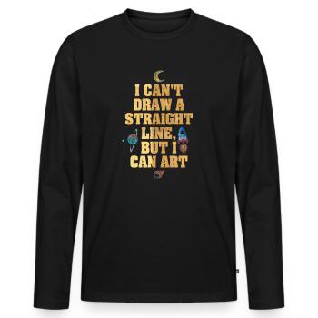 Je ne peux pas tracer une ligne droite mais je peux Art - T-shirt manches longues Premium bio Homme - noir - Devant - Nico (187cm)