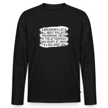 La vie des apiculteurs est une question de miel - T-shirt manches longues Premium bio Homme - noir - Devant - Nico (187cm)