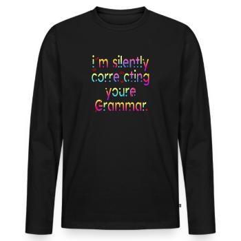 I'm Silently Correcting Your Grammar - Men's Premium Organic Long Sleeve Shirt - black - Front - Nico (187cm)