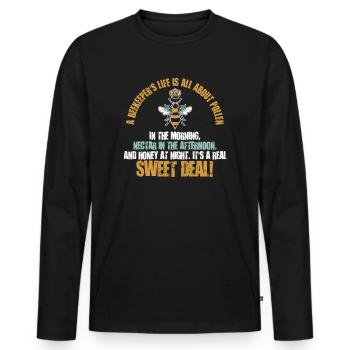 La vie des apiculteurs est une question de miel - T-shirt manches longues Premium bio Homme - noir - Devant - Nico (187cm)