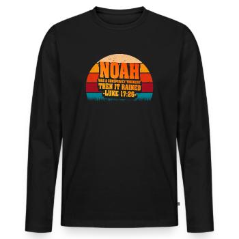 Noé était un théoricien du complot et il pleuvait - T-shirt manches longues Premium bio Homme - noir - Devant - Nico (187cm)