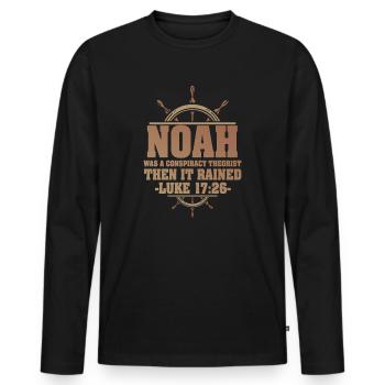 Noah war ein Verschwörungstheoretiker und es regnete - Männer Premium Bio Langarmshirt - Schwarz - Vorne - Nico (187cm)