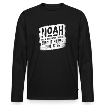 Noé était un théoricien du complot et il pleuvait - T-shirt manches longues Premium bio Homme - noir - Devant - Nico (187cm)