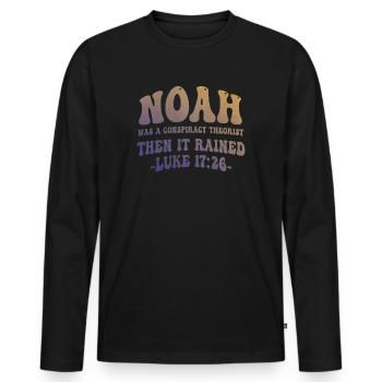 Noah war ein Verschwörungstheoretiker und es regnete - Männer Premium Bio Langarmshirt - Schwarz - Vorne - Nico (187cm)