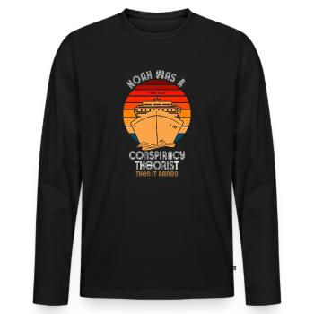 Noé était un théoricien du complot et il pleuvait - T-shirt manches longues Premium bio Homme - noir - Devant - Nico (187cm)