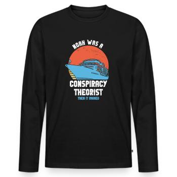 Noé était un théoricien du complot et il pleuvait - T-shirt manches longues Premium bio Homme - noir - Devant - Nico (187cm)