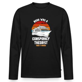 Noé était un théoricien du complot et il pleuvait - T-shirt manches longues Premium bio Homme - noir - Devant - Nico (187cm)