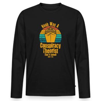 Noah war ein Verschwörungstheoretiker und es regnete - Männer Premium Bio Langarmshirt - Schwarz - Vorne - Nico (187cm)