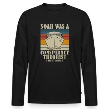 Noé était un théoricien du complot et il pleuvait - T-shirt manches longues Premium bio Homme - noir - Devant - Nico (187cm)