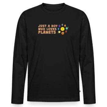 Just A Boy Who Loves Planets Solar System - Men's Premium Organic Long Sleeve Shirt - black - Front - Nico (187cm)