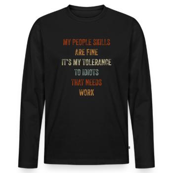 Mes compétences relationnelles sont très bien - T-shirt manches longues Premium bio Homme - noir - Devant - Nico (187cm)