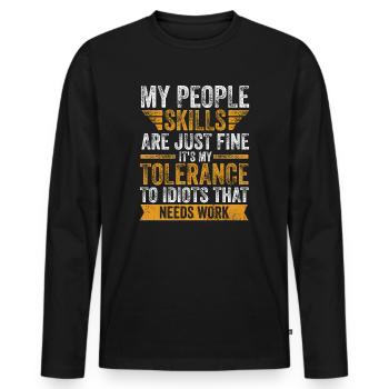 Mes compétences relationnelles sont très bien - T-shirt manches longues Premium bio Homme - noir - Devant - Nico (187cm)