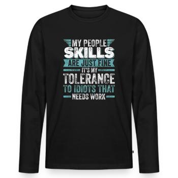 Mes compétences relationnelles sont très bien - T-shirt manches longues Premium bio Homme - noir - Devant - Nico (187cm)