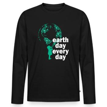 Earth Day Everyday Environmental Awareness - Men's Premium Organic Long Sleeve Shirt - black - Front - Nico (187cm)