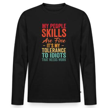 Mes compétences relationnelles sont très bien - T-shirt manches longues Premium bio Homme - noir - Devant - Nico (187cm)