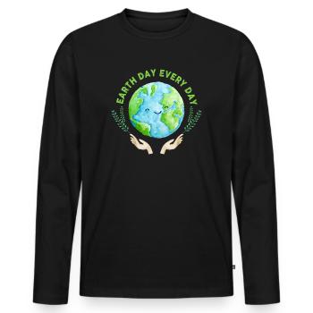 Earth Day Everyday Environmental Awareness - Men's Premium Organic Long Sleeve Shirt - black - Front - Nico (187cm)