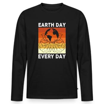 Earth Day Everyday Environmental Awareness - Men's Premium Organic Long Sleeve Shirt - black - Front - Nico (187cm)