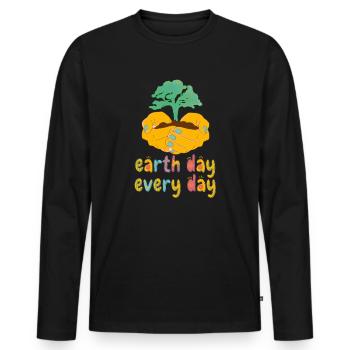 Earth Day Everyday Environmental Awareness - Men's Premium Organic Long Sleeve Shirt - black - Front - Nico (187cm)