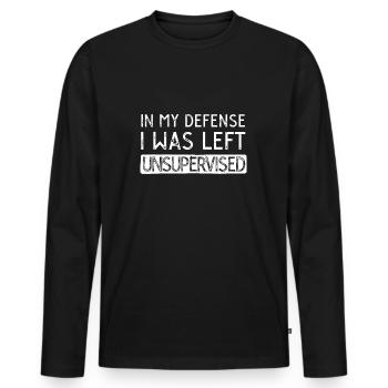 Pour ma défense, j’ai été laissé sans surveillance - T-shirt manches longues Premium bio Homme - noir - Devant - Nico (187cm)