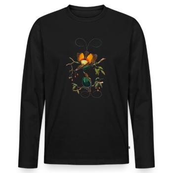 Lustiger Vogelbeobachter Vogelbeobachtung - Männer Premium Bio Langarmshirt - Schwarz - Vorne - Nico (187cm)