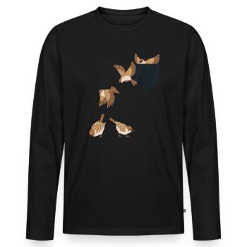 Funny Bird Watcher Birding Watching - Men's Premium Organic Long Sleeve Shirt - black - Front - Nico (187cm)