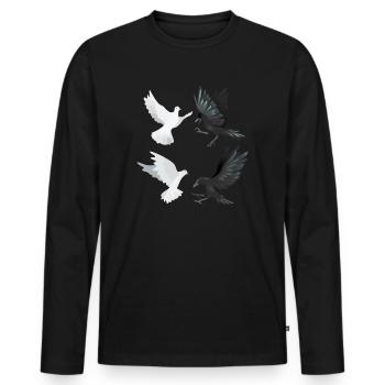 Funny Bird Watcher Birding Watching - Men's Premium Organic Long Sleeve Shirt - black - Front - Nico (187cm)
