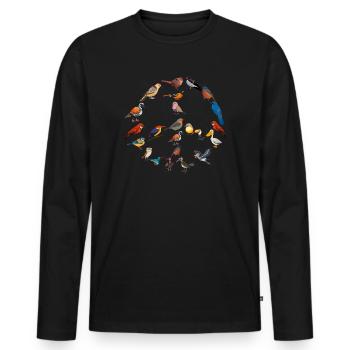 Funny Bird Watcher Birding Watching - Men's Premium Organic Long Sleeve Shirt - black - Front - Nico (187cm)