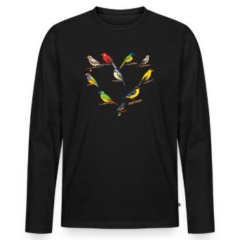 Funny Bird Watcher Birding Watching - Men's Premium Organic Long Sleeve Shirt - black - Front - Nico (187cm)