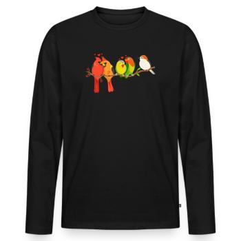 Funny Bird Watcher Birding Watching - Men's Premium Organic Long Sleeve Shirt - black - Front - Nico (187cm)