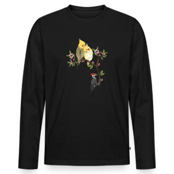Lustiger Vogelbeobachter Vogelbeobachtung - Männer Premium Bio Langarmshirt - Schwarz - Vorne - Nico (187cm)
