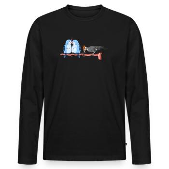 Funny Bird Watcher Birding Watching - Men's Premium Organic Long Sleeve Shirt - black - Front - Nico (187cm)