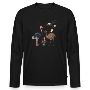 Funny Bird Watcher Birding Watching - Men's Premium Organic Long Sleeve Shirt - black - Front - Nico (187cm)