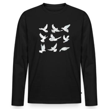 Funny Bird Watcher Birding Watching - Men's Premium Organic Long Sleeve Shirt - black - Front - Nico (187cm)