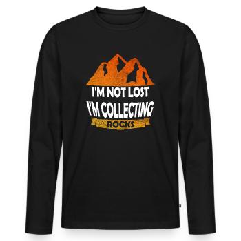 Ich bin nicht verloren Ich sammle Steine Lustige Geologie - Männer Premium Bio Langarmshirt - Schwarz - Vorne - Nico (187cm)