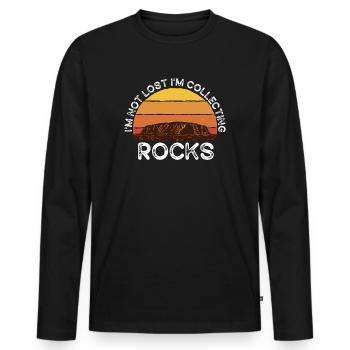Ich bin nicht verloren Ich sammle Steine Lustige Geologie - Männer Premium Bio Langarmshirt - Schwarz - Vorne - Nico (187cm)